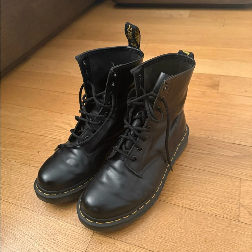 Black Leather Lace-Up Doc Martens - Picture 1 of 4